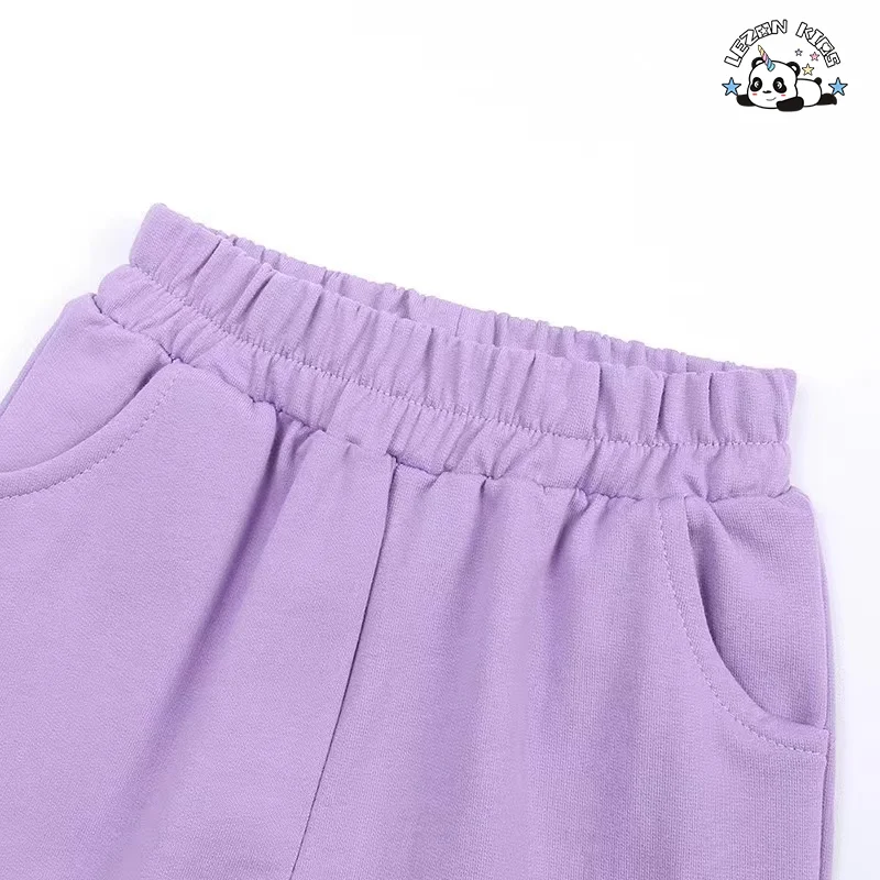 LEZONKIDS - High Quality Colorful Fabric Customization Cotton Pullover Youth Clothing Sets Girls